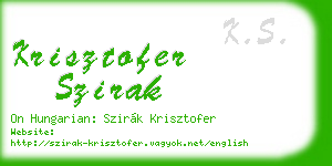 krisztofer szirak business card